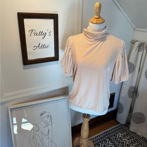 Free People Blush Ruched Sleeve Blouse